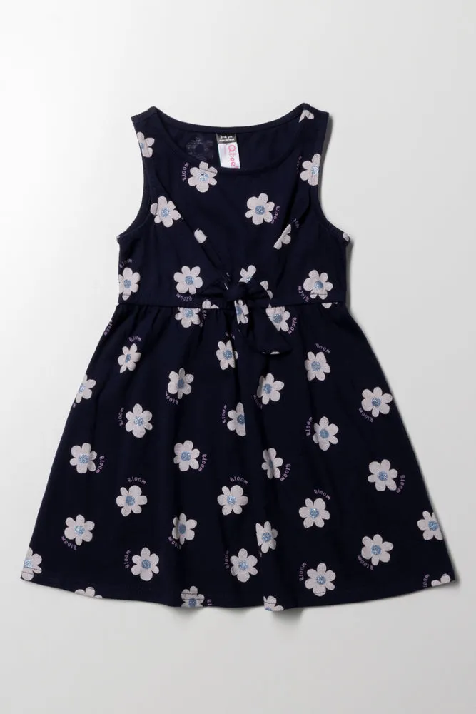 Floral Sleeveless Knit Dress Navy sold by Ackermas