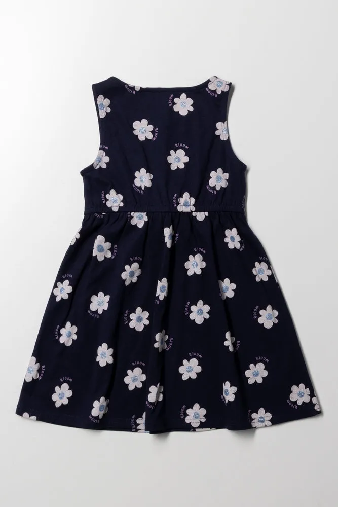 Floral Sleeveless Knit Dress Navy sold by Ackermas product image thumbnail 3