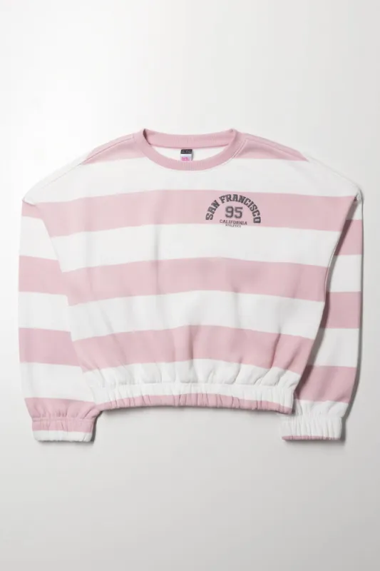 Stripe Crew Neck Tracktop Pink And White sold by Ackermas