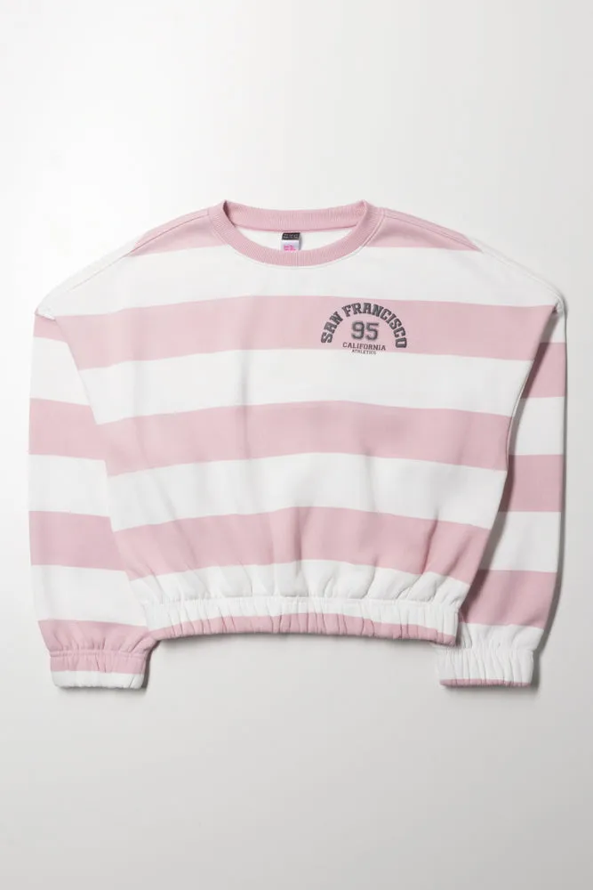 Stripe Crew Neck Tracktop Pink And White sold by Ackermas