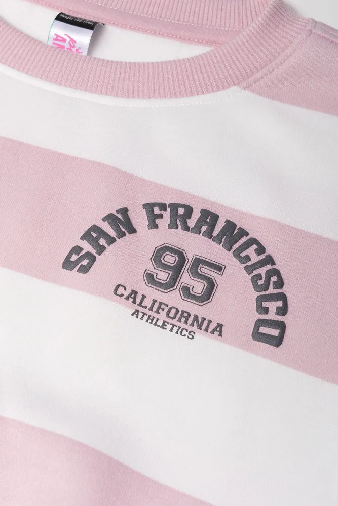 Stripe Crew Neck Tracktop Pink And White sold by Ackermas product image thumbnail 2
