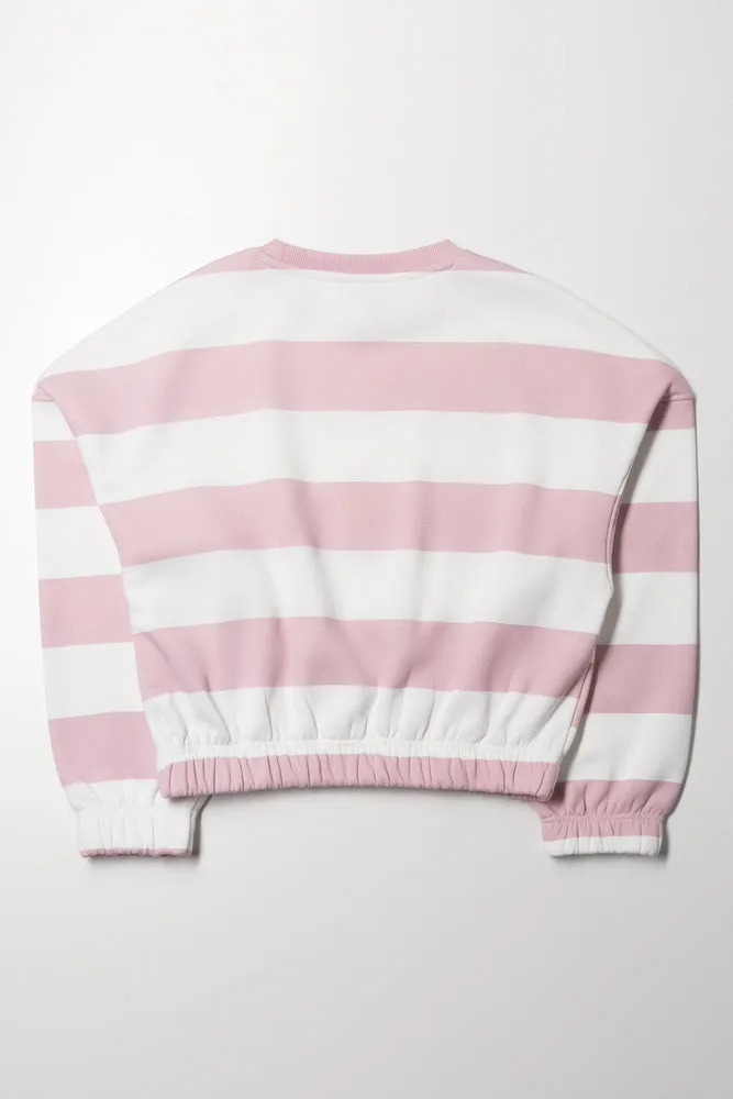 Stripe Crew Neck Tracktop Pink And White sold by Ackermas product image thumbnail 3