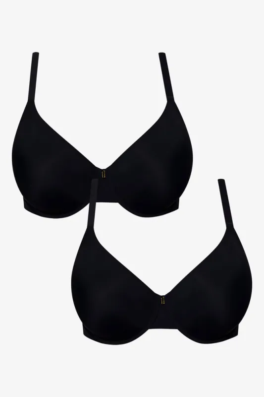Plus Size 2 Pack T-Shirt Bras Black sold by Ackermas