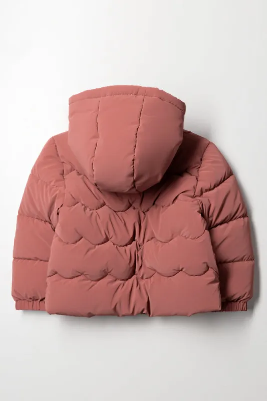 Quilted Hooded Jacket Pink sold by Ackermas