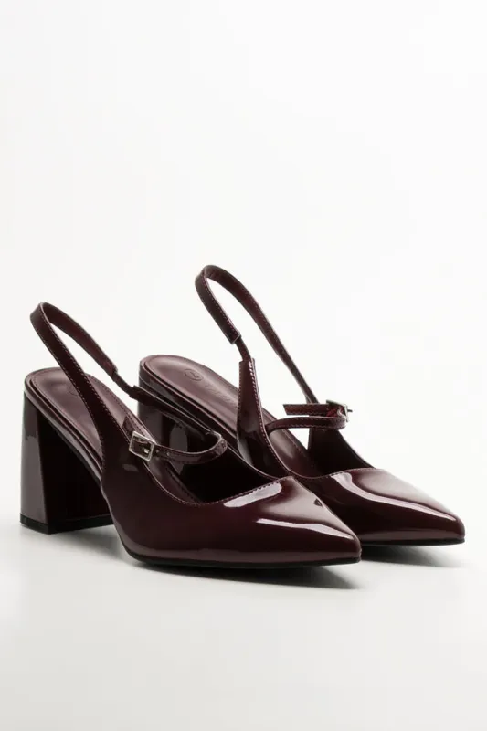 Sling Back Block Heel Burgundy sold by Ackermas