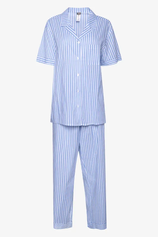 Short Sleeve Button Through Pyjama Set Blue sold by Ackermas