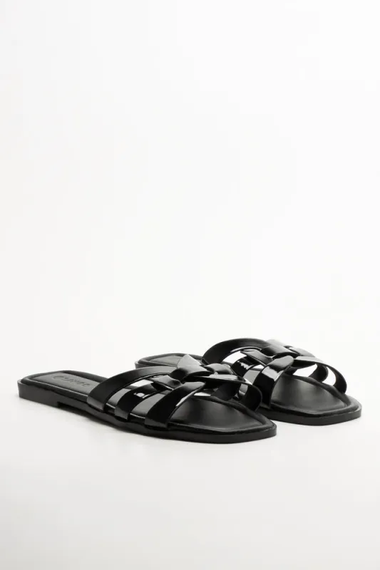 Knot Mule Sandals Black sold by Ackermas