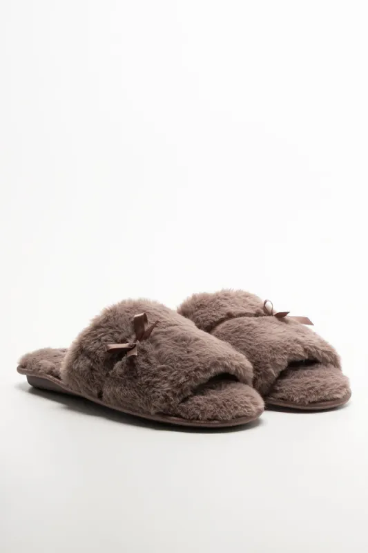 Satin Bow Open Toe Slippers Natural sold by Ackermas