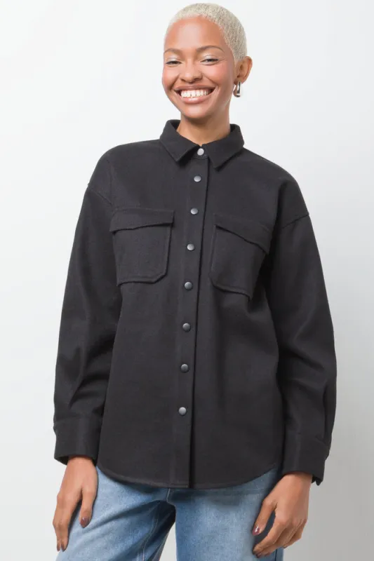 Melton Shirt Black sold by Ackermas