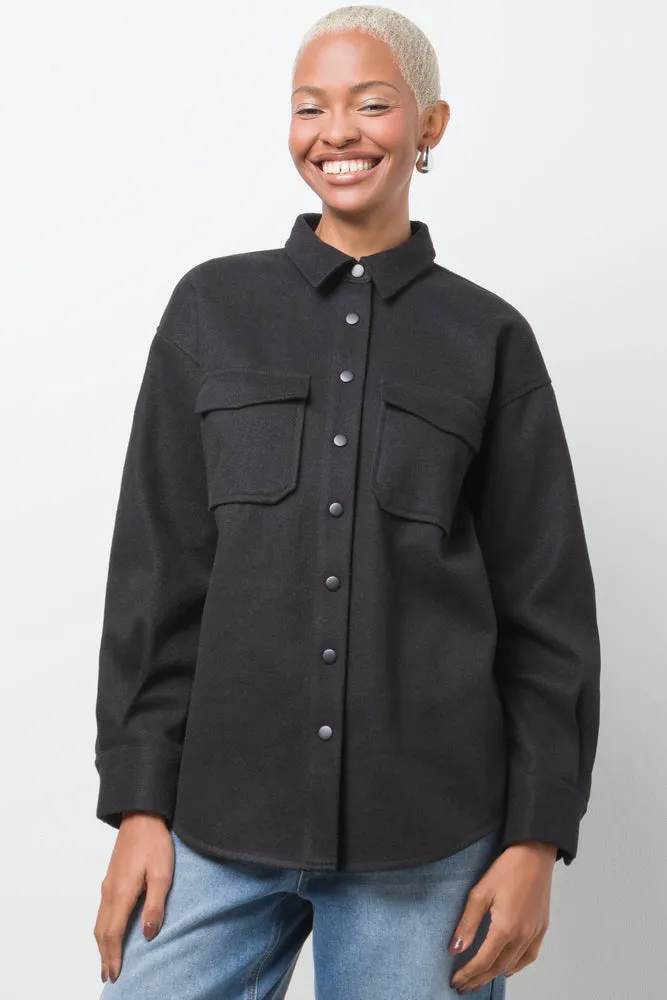 Melton Shirt Black sold by Ackermas