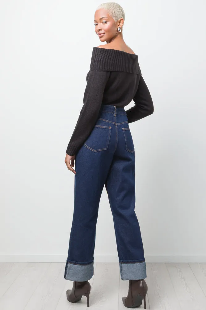 Turn Up Hem Denim Jean Blue sold by Ackermas product image thumbnail 4