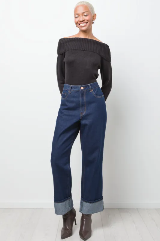 Turn Up Hem Denim Jean Blue sold by Ackermas