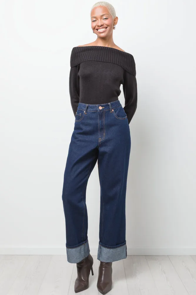 Turn Up Hem Denim Jean Blue sold by Ackermas