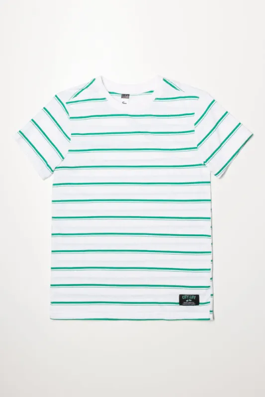 Short Sleeve Stripe T-Shirt Green sold by Ackermas