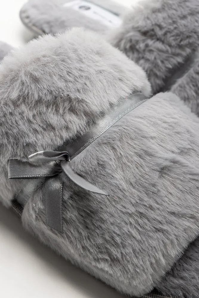 Satin Bow Open Toe Slippers Grey sold by Ackermas product image thumbnail 3