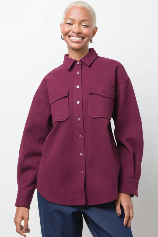 Melton Shirt Burgundy sold by Ackermas