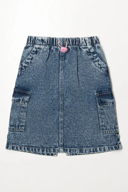 Midi Cargo Denim Skirt sold by Ackermas