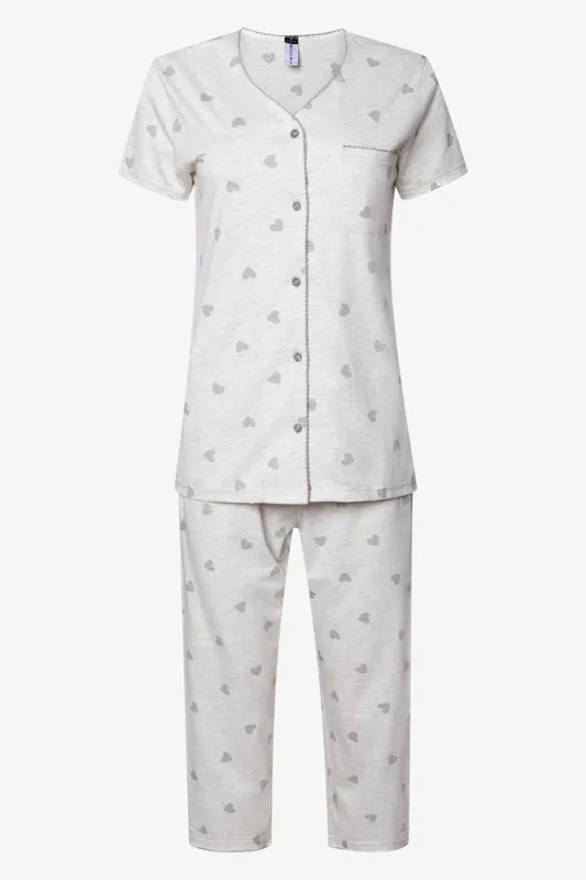 Button Through Capri Pyjama Set White sold by Ackermas