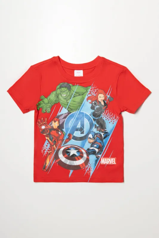 Avengers Short Sleeve T-Shirt Red sold by Ackermas