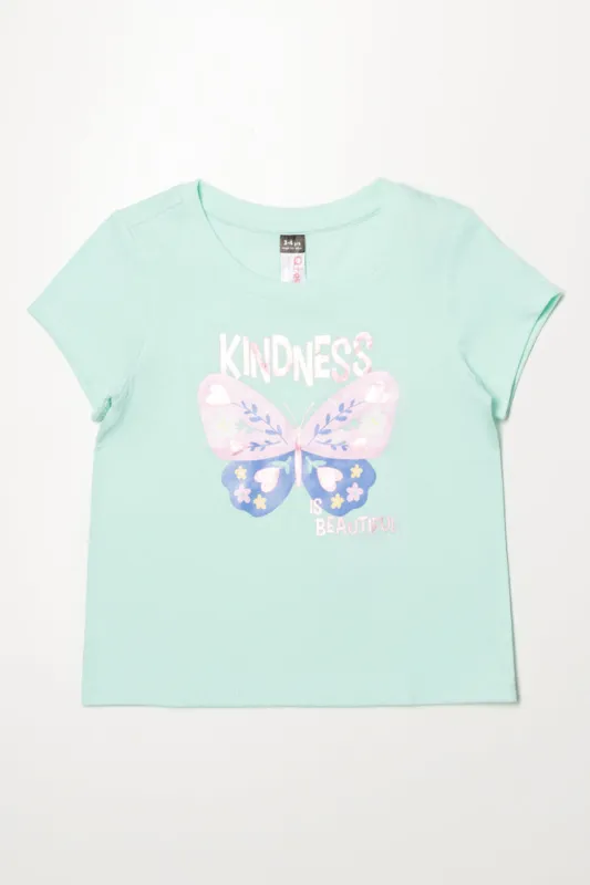 Butterfly Short Sleeve T-Shirt Light Green sold by Ackermas