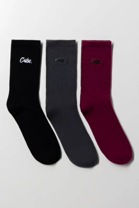 3 Pack Socks Black, Grey And Burgundy sold by Ackermas