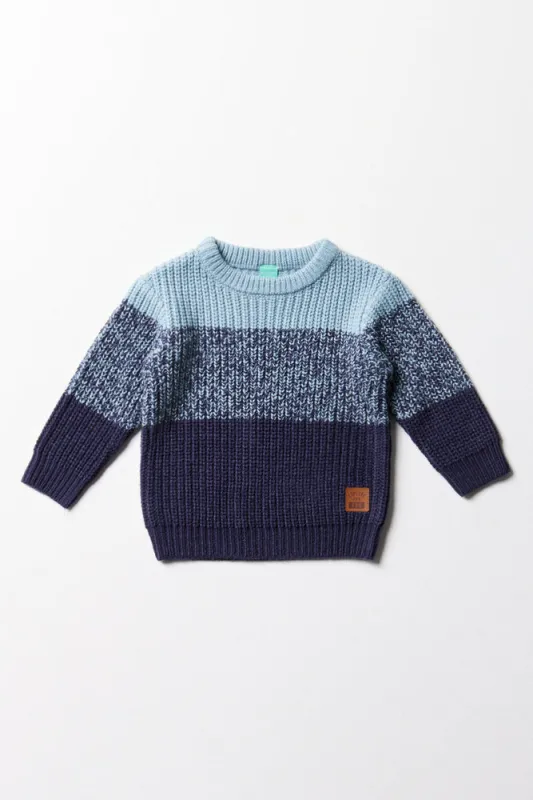 Colour Block Crew Neck Jersey Blue sold by Ackermas