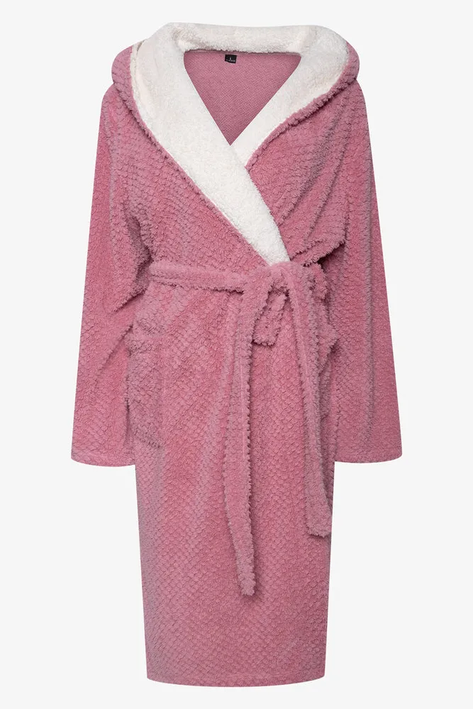 Hooded Sherpa Gown Pink sold by Ackermas