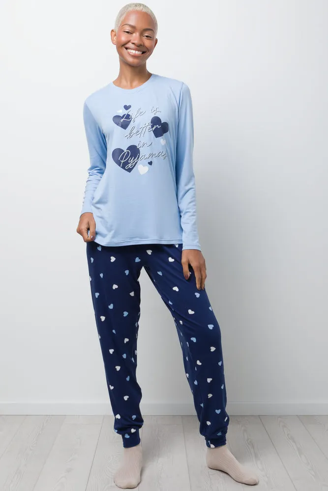 Life Is Better in Pyjamas Knit Set Blue sold by Ackermas
