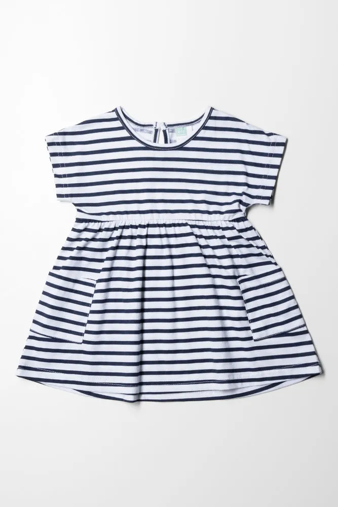 Stripe Dress With Pockets White And Navy sold by Ackermas