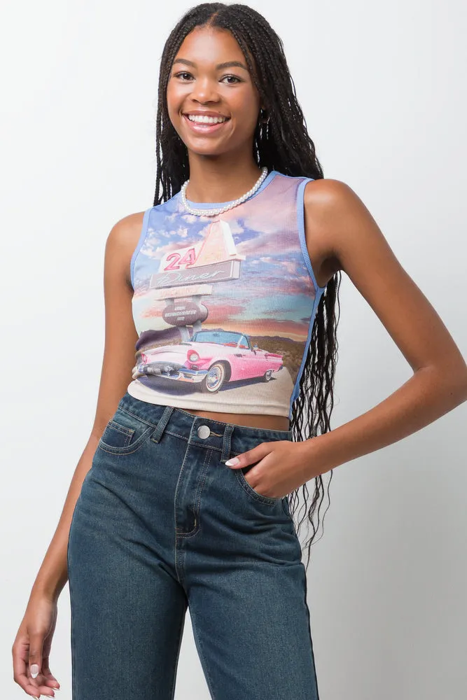 Mesh Sleeveless Top Blue sold by Ackermas