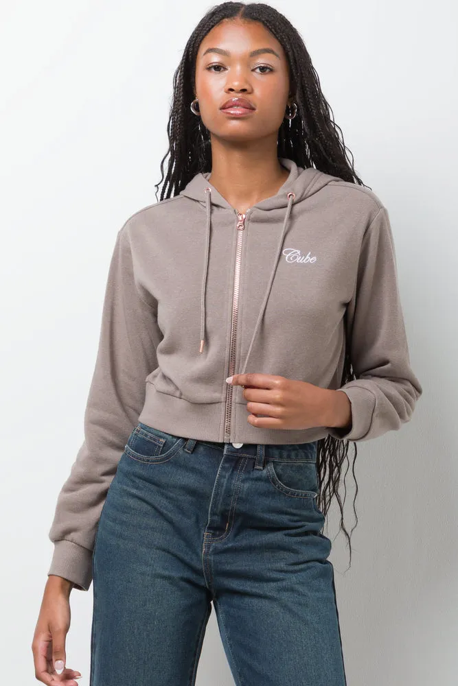 Cropped Zip Through Hooded Tracktop Natural sold by Ackermas