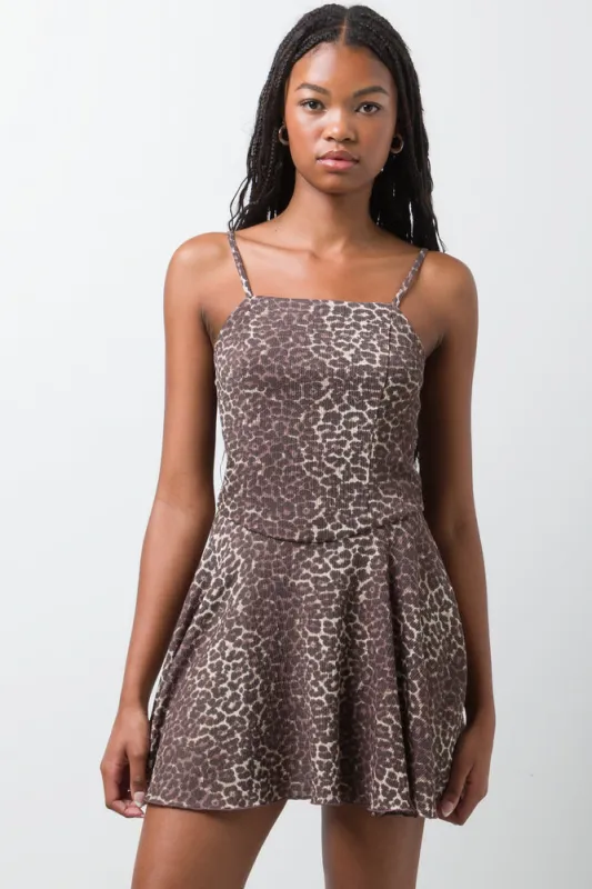 Animal Crinkle Textured Dress Brown sold by Ackermas