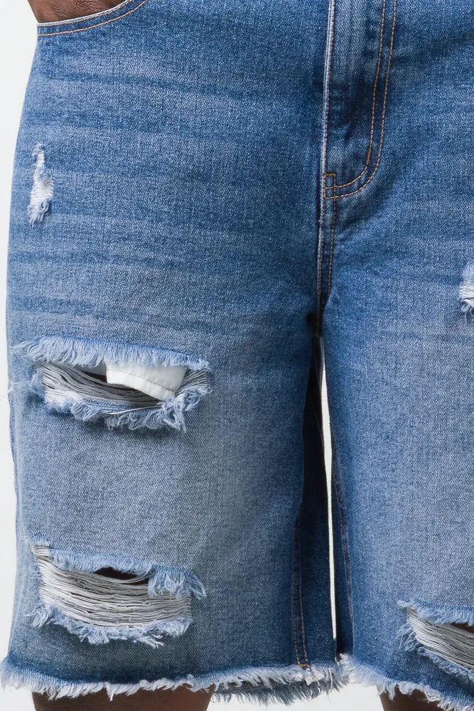 Ripped Denim Shorts Blue sold by Ackermas product image thumbnail 5