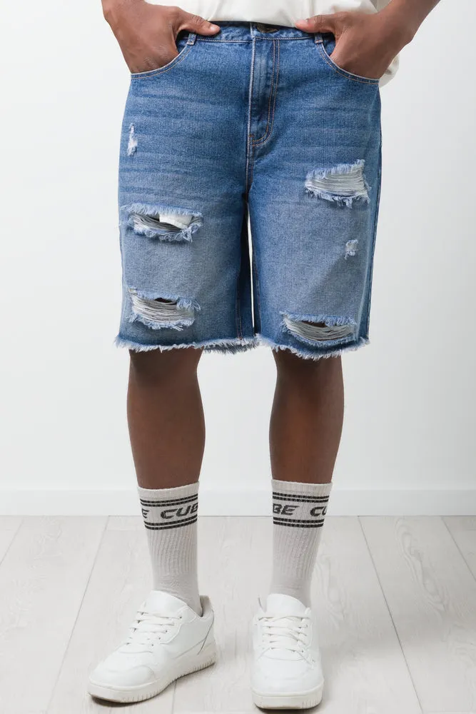 Ripped Denim Shorts Blue sold by Ackermas product image thumbnail 2