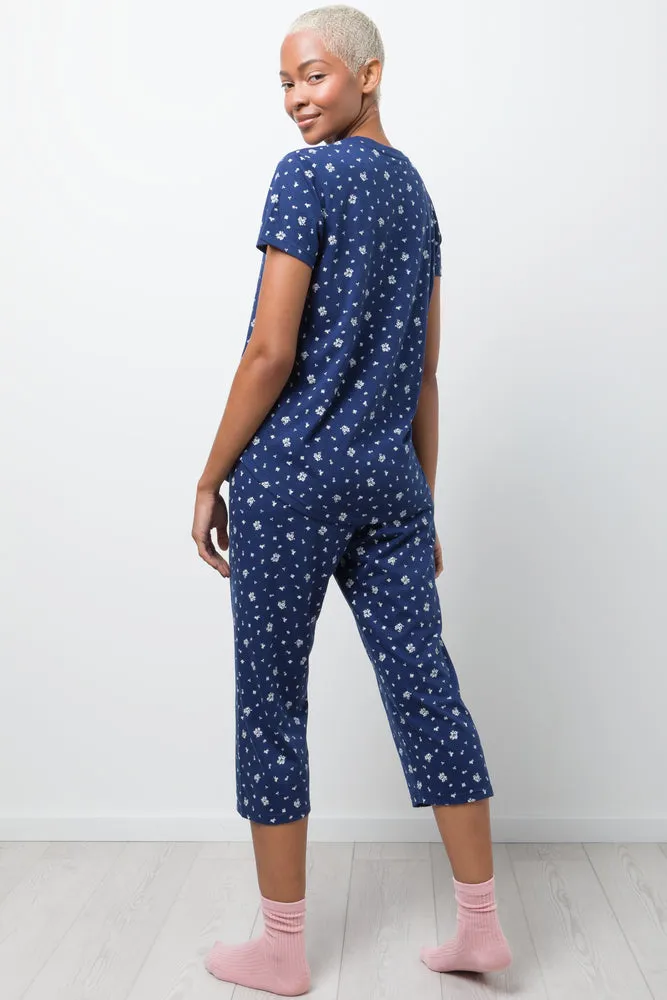 Floral Pyjama Set Navy sold by Ackermas product image thumbnail 3