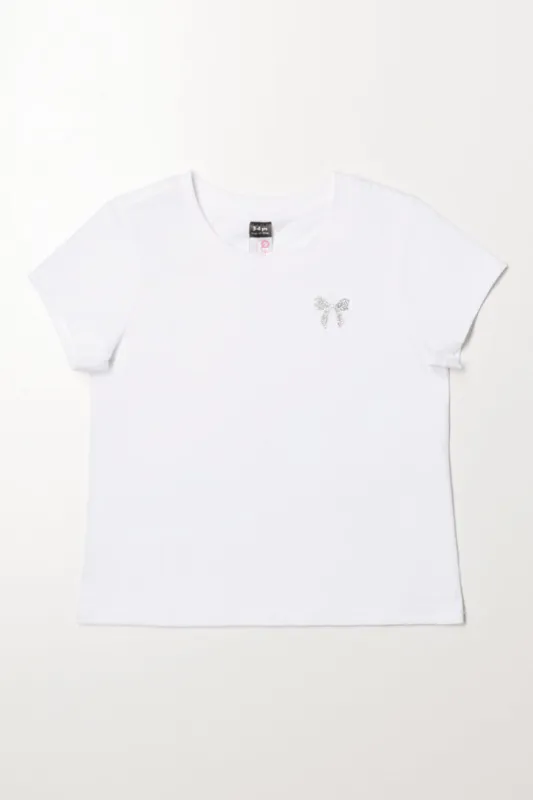 Short Sleeve Bow T-Shirt White sold by Ackermas