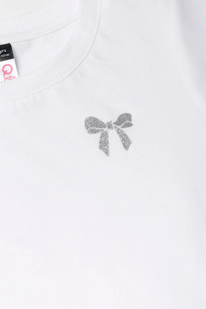 Short Sleeve Bow T-Shirt White sold by Ackermas product image thumbnail 2