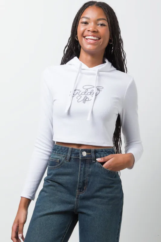 Long Sleeve Rib Top With Hood White sold by Ackermas