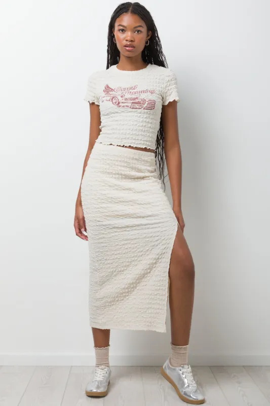 Textured Column Skirt Natural sold by Ackermas