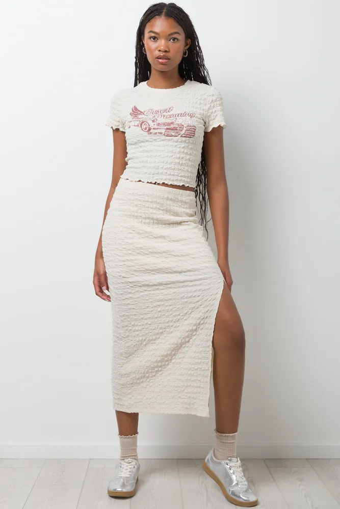 Textured Column Skirt Natural sold by Ackermas