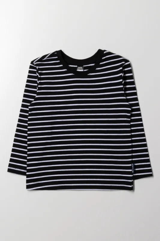 Long Sleeve Stripe T-Shirt Black And White sold by Ackermas