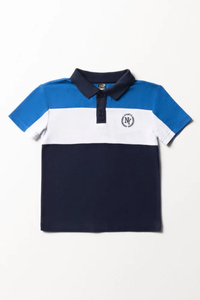 Colour Block Golfer Blue And Navy sold by Ackermas