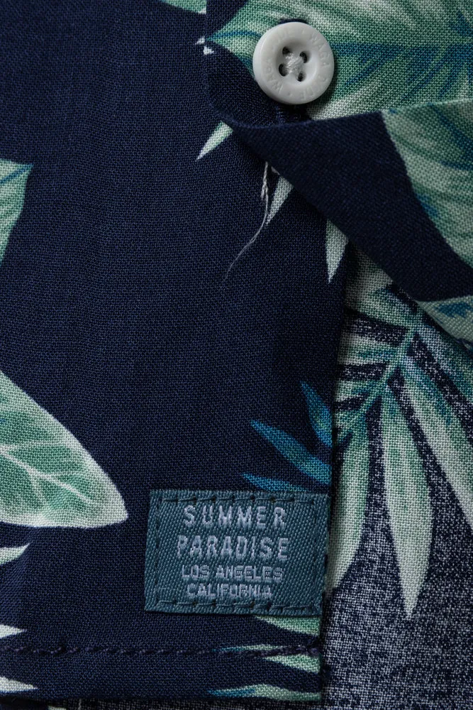 Short Sleeve Leafy Tropical Shirt Navy sold by Ackermas product image thumbnail 3