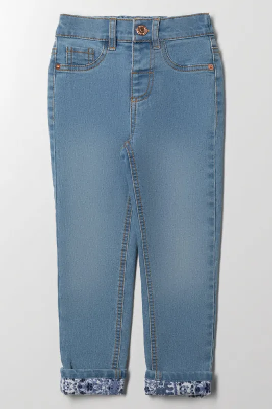 Lined Cuff Denim Jean Light Blue sold by Ackermas