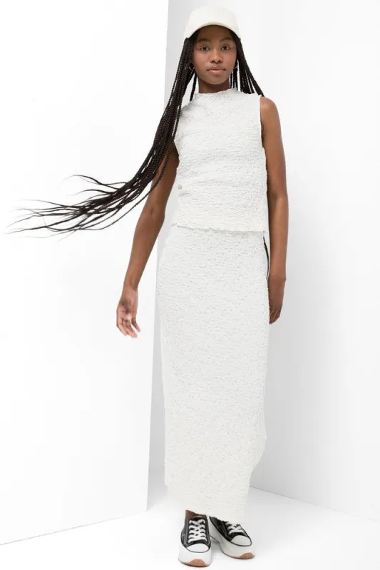 High Neck Textured Top White sold by Ackermas