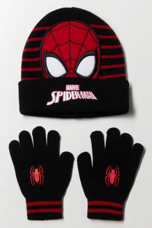 Spider-Man 2 Piece Hat Set Black sold by Ackermas