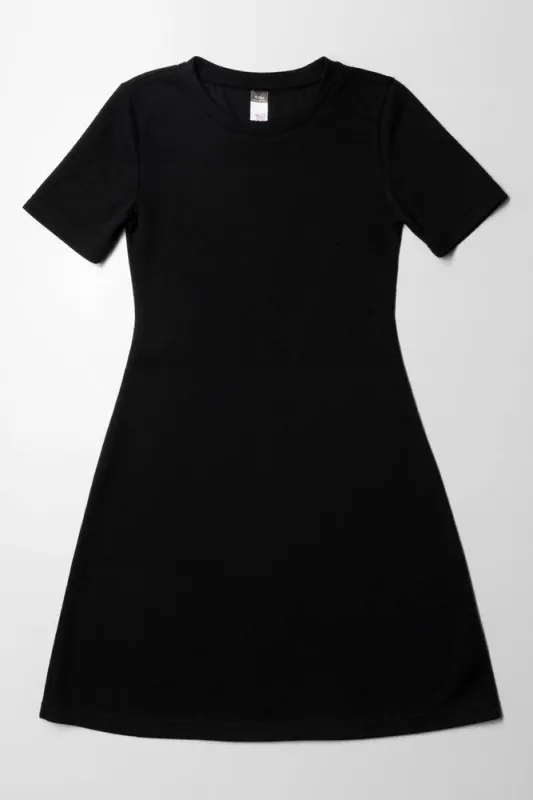 Rib Fit & Flare Dress Black sold by Ackermas