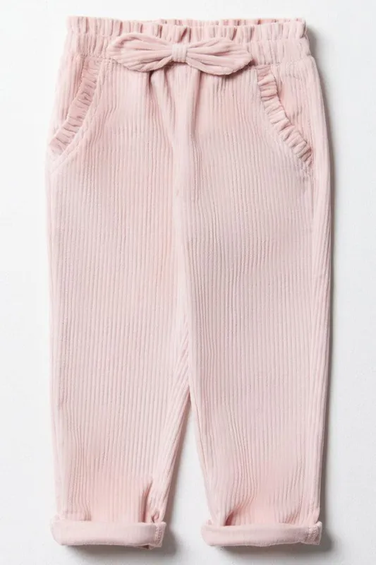Corduroy Pants With Bow Pink sold by Ackermas