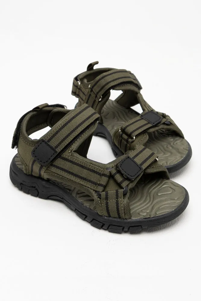 Stripe Sport Sandal Dark Green sold by Ackermas