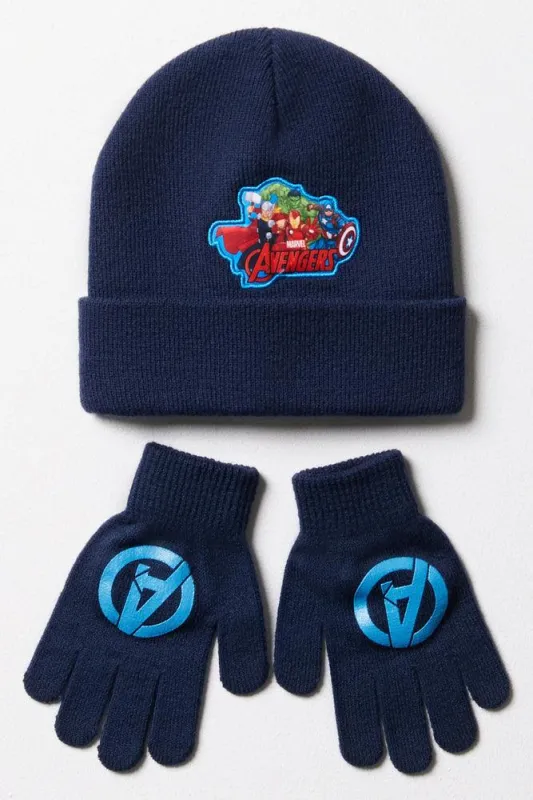 Avengers Beanie & Gloves Set Navy sold by Ackermas